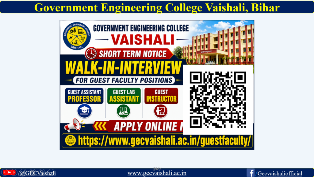 Recruitment of Guest Faculty, Guest Lab Assistant & Guest Instructor