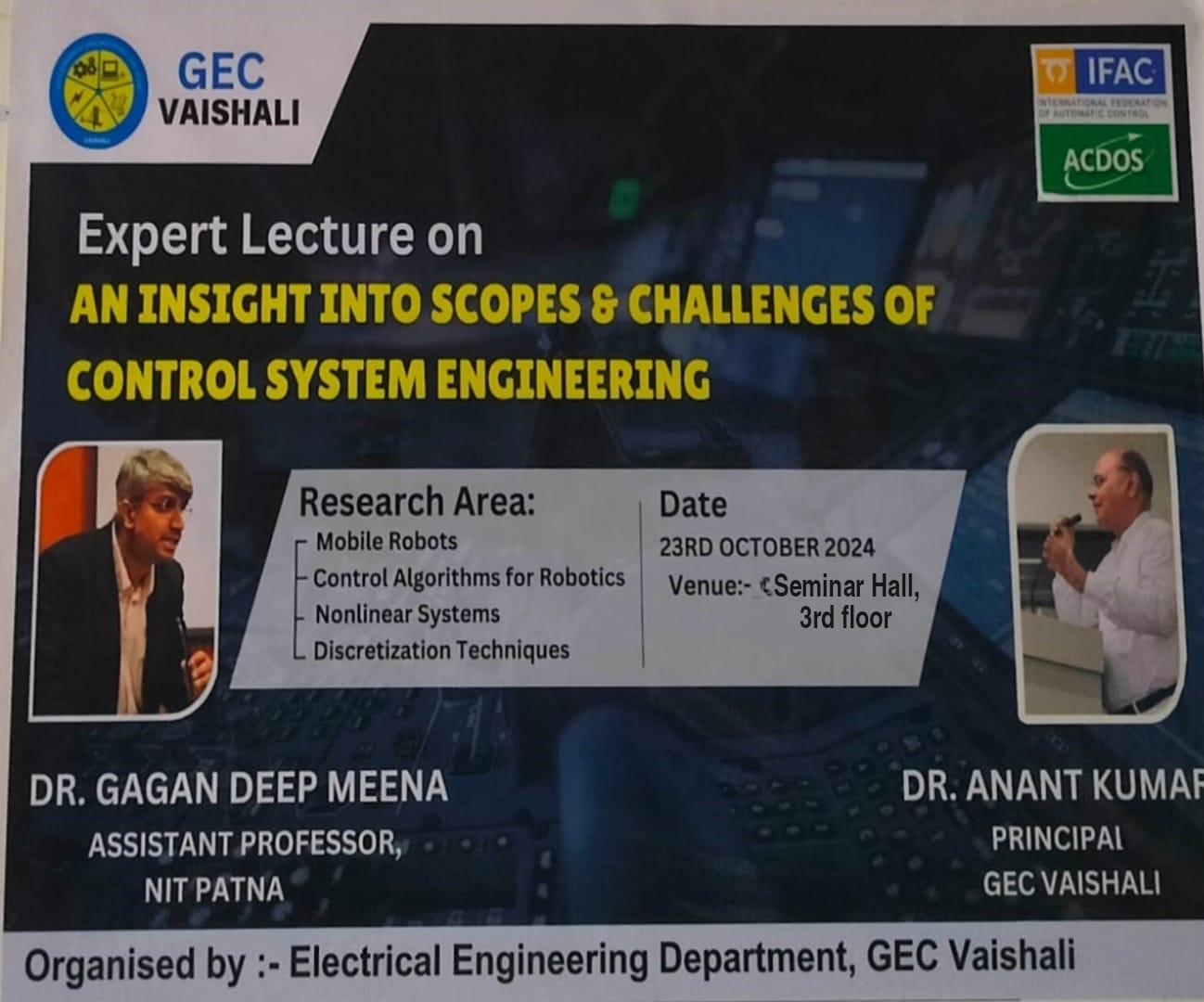 Regarding expert lecture on “An Insight into the Scopes & Challenges of Control System Engineering.”