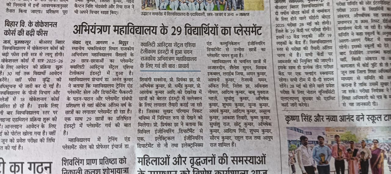 Regarding Placement of Final Year Students